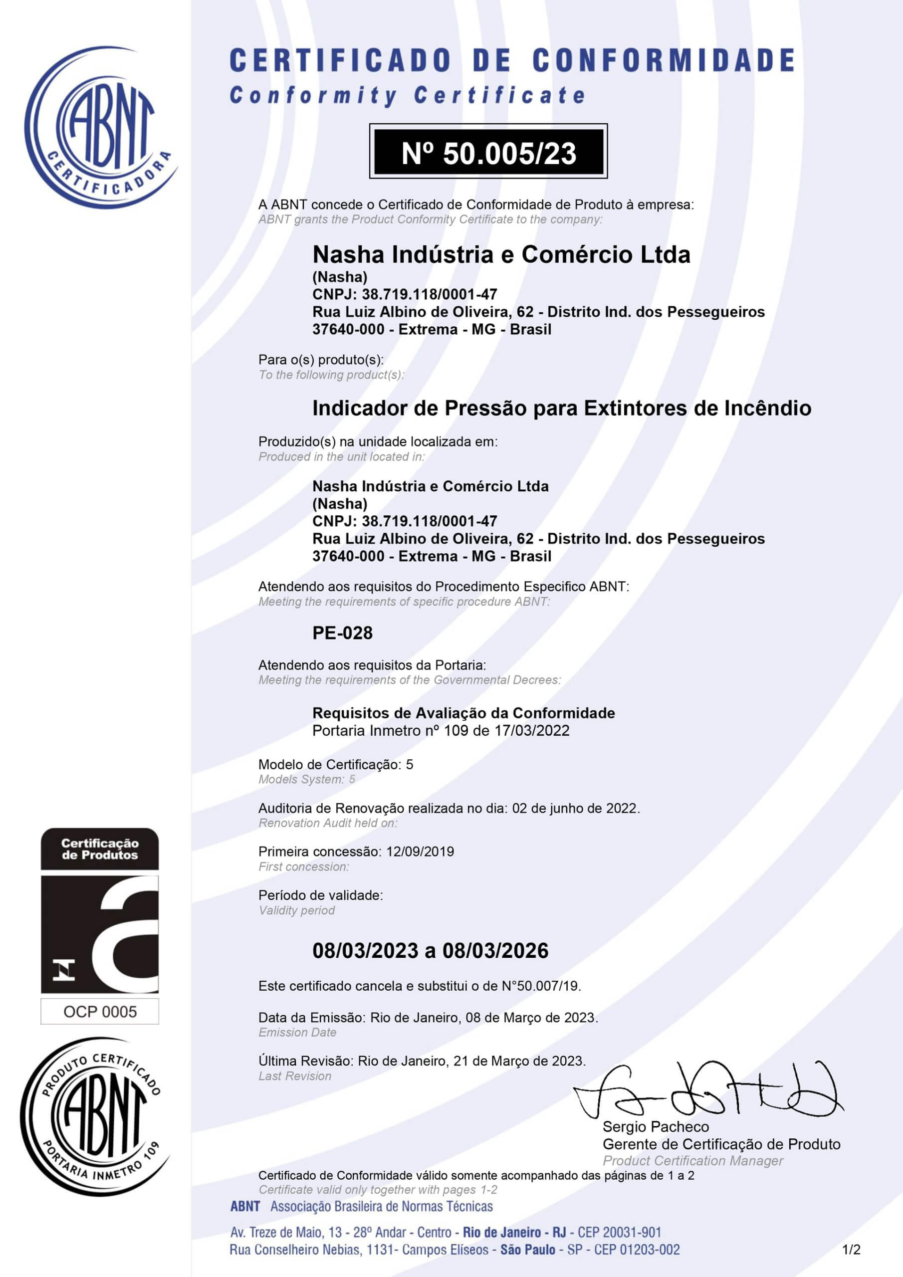 Certificado de Conformidade 03