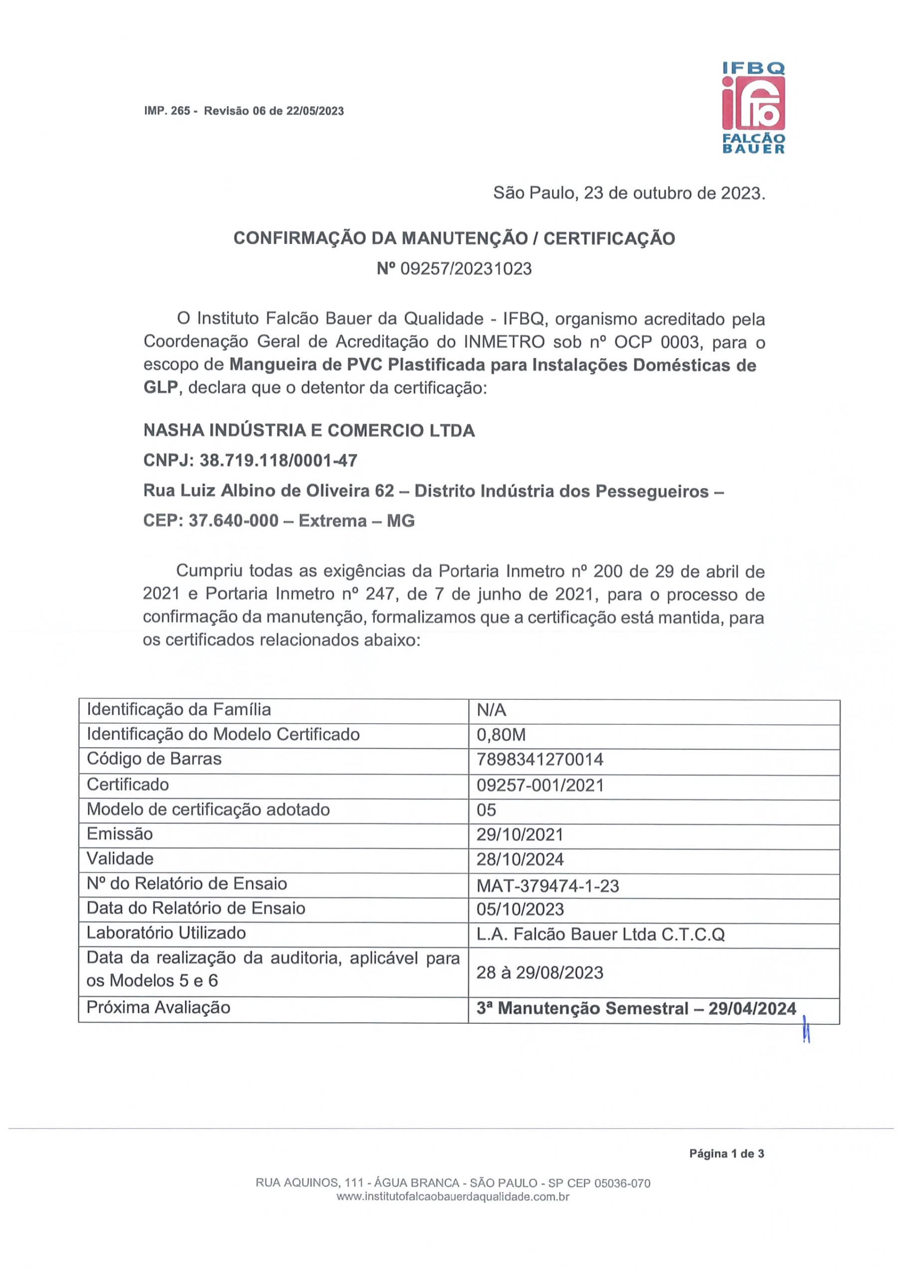 Certificado de Conformidade 01